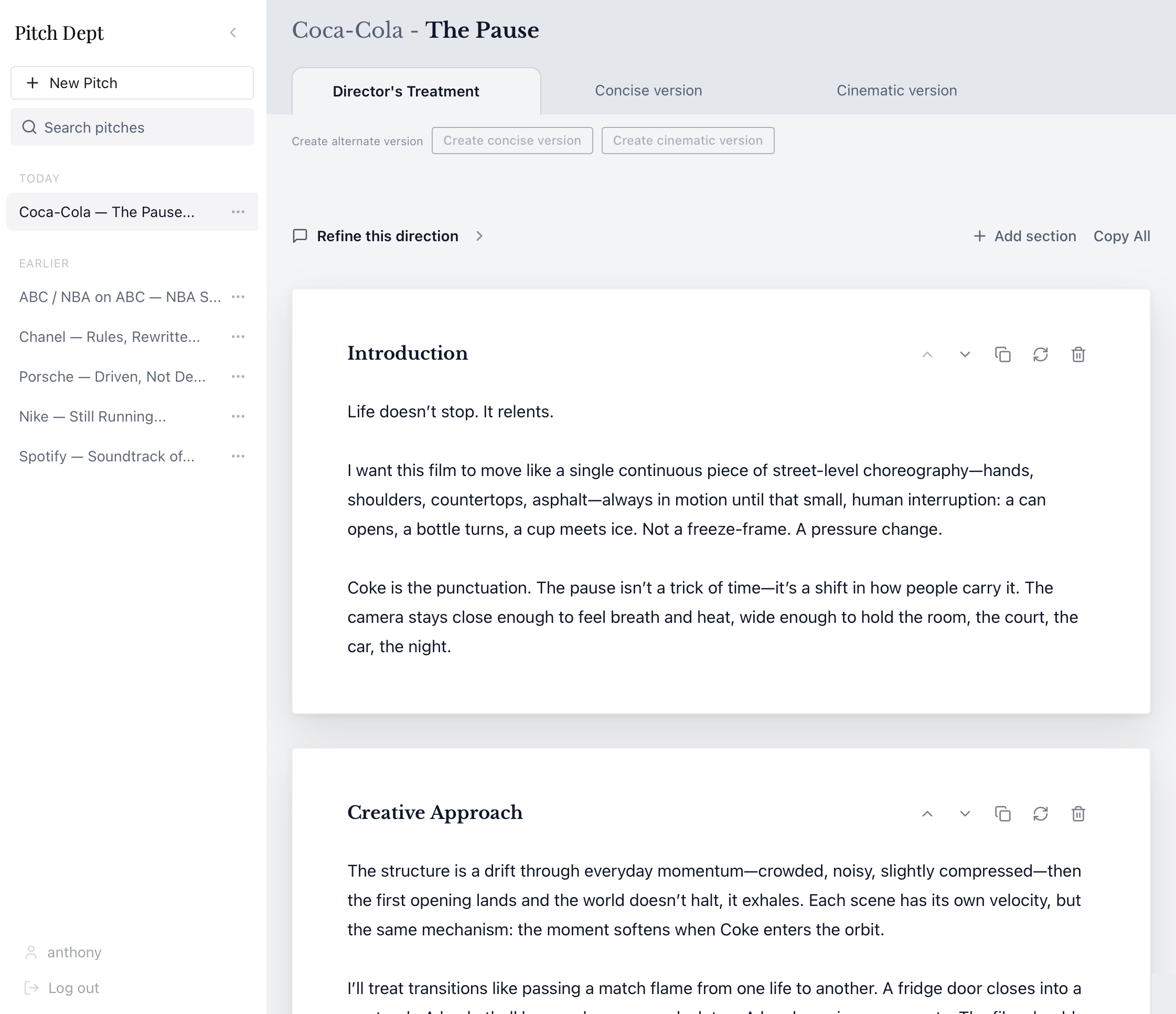 Pitch Dept website open in a Safari browser window on a macOS desktop