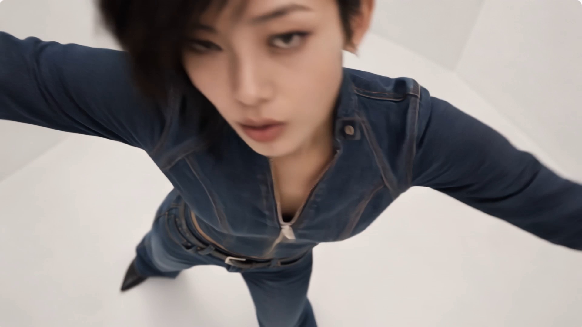 2026 reimagining: A dancer looking up into the overhead camera