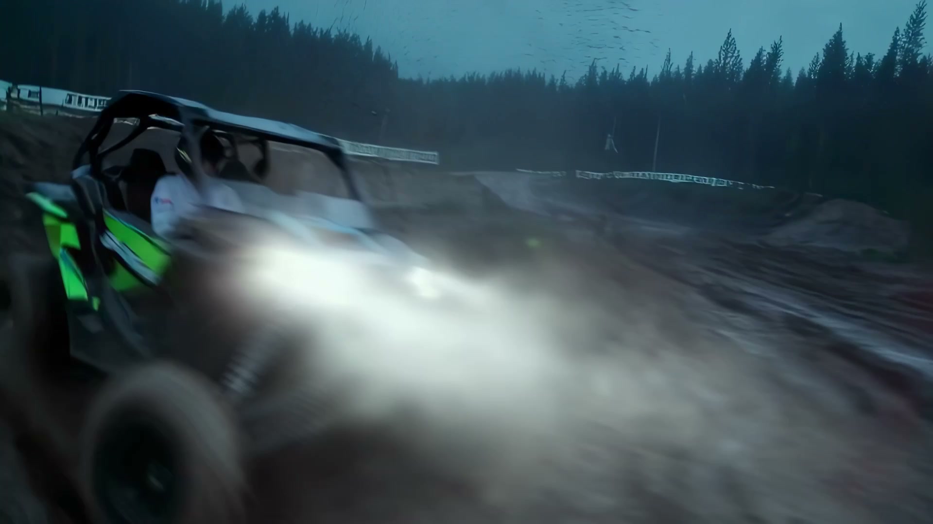 2025 Luma version: A vehicle passing through mud and headlight glare